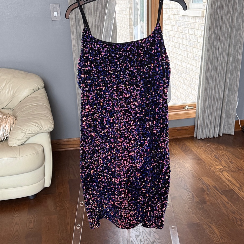 Nordstrom Black and Pink Sequin Mini Dress